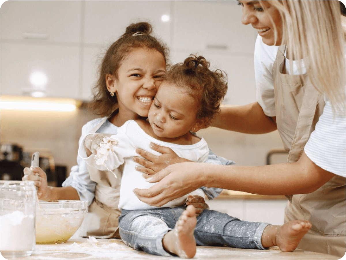 Mother and child cooking